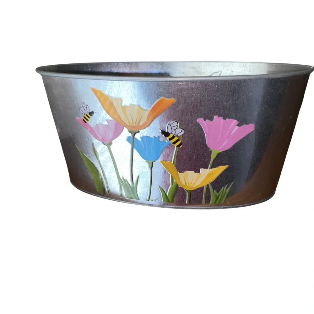 Set of 5 Floral Butterfly Metal Tins 7in Spring Garden Rustic Decor Storage‎